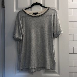 J. Crew tee with jeweled collar